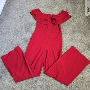 Elegant Red Off-Shoulder Jumpsuit